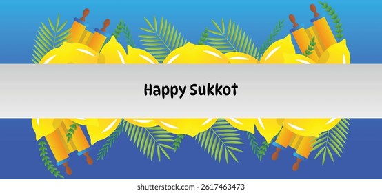 Happy Sukkot Jewish Holiday Celebration Background.
