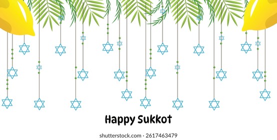 Happy Sukkot Jewish Holiday Celebration Background.