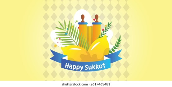 Happy Sukkot Jewish Holiday Celebration Background.