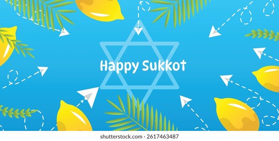 Happy Sukkot Jewish Holiday Celebration Background.