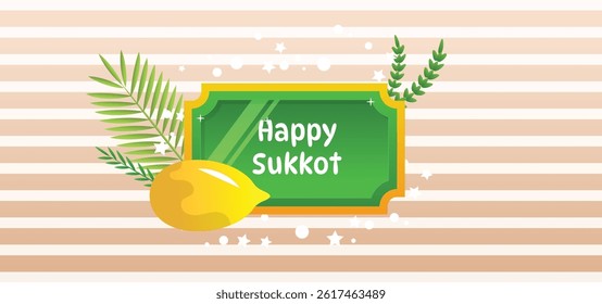 Happy Sukkot Jewish Holiday Celebration Background.