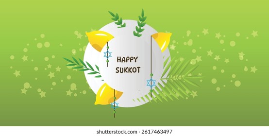 Happy Sukkot Jewish Holiday Celebration Background.