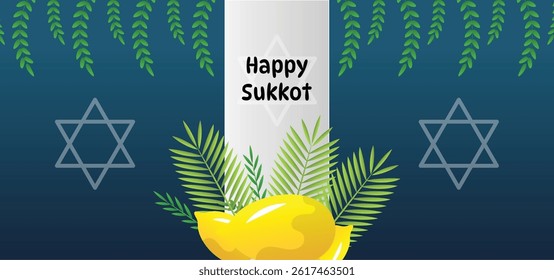 Happy Sukkot Jewish Holiday Celebration Background.