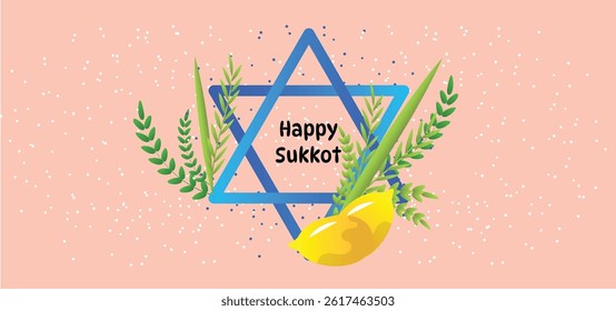 Happy Sukkot Jewish Holiday Celebration Background.