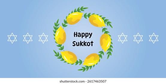 Happy Sukkot Jewish Holiday Celebration Background.