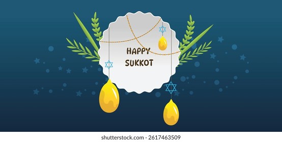 Happy Sukkot Jewish Holiday Celebration Background.