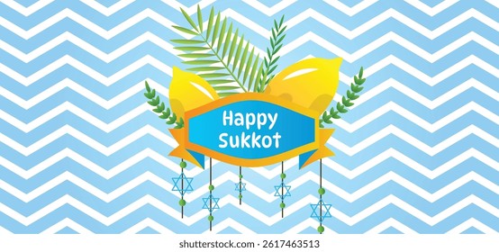 Happy Sukkot Jewish Holiday Celebration Background.
