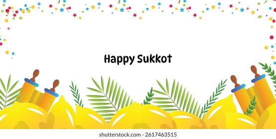 Happy Sukkot Jewish Holiday Celebration Background.