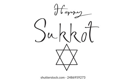 happy sukkot star element black write calligraphy hand writeen hebrew palm lemon festival decoration sukkoth party judaic holy citrus banch etrog design banner feast willow card judaism happy palm art