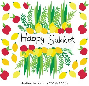 Feliz Ilustración vectorial Sukkot. Bueno para el Anuncio, cartel, tarjeta de felicitación, tarjeta del partido, invitación, Plantilla, publicidad, folletos, volantes, banners publicitarios y redes sociales