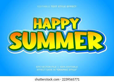 Happy summer 3D editable text effect template