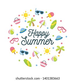 Happy Summer Background with Cute Element