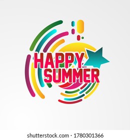 Happy summer, beautiful greeting card background or banner with star theme. vector illustration