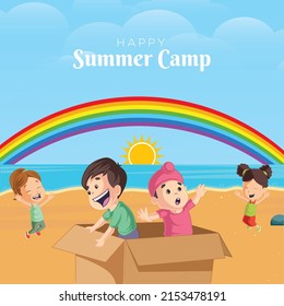 Happy summer camp banner design template.