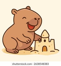 Happy Summer Capybara Collection Vacation Building Sand Castle