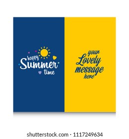 Happy Summer card with blue and yellow background and unique des