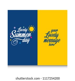 Happy Summer card with blue and yellow background and unique des