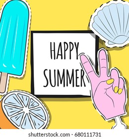 happy summer card, illustration in vector format