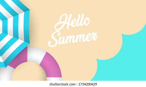 Happy Summer Day Background Illustration Vector. Paper Cut Illustration of Summer Day