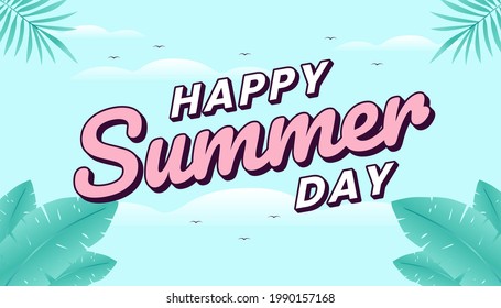 Happy summer day concept web banner. Sky Background Illustration.