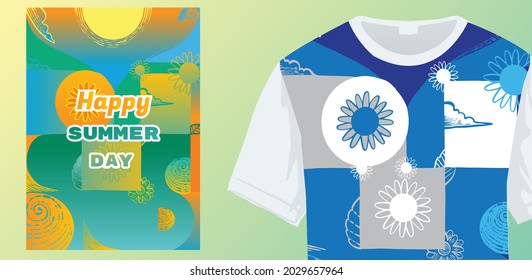 
Happy summer day, holiday twilight is suitable for screen printing clothes