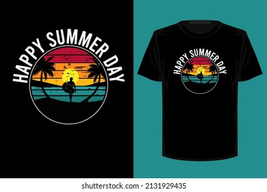 Happy summer day retro vintage t shirt design