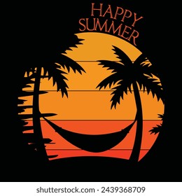 Happy summer day retro vintage t shirt design