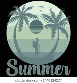 Happy summer day retro vintage t shirt design