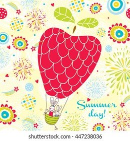 Happy summer day! Vector postcard.