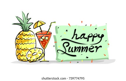 happy summer doodle