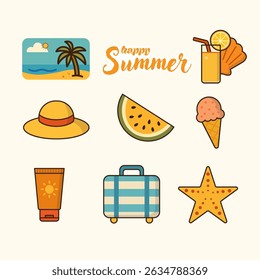 Happy Summer Flat Design Illustration