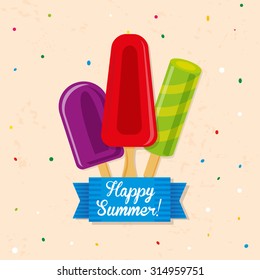 Happy Summer Greeting Card Ice Cream Collection Ice Lolly Popsicle EPS10