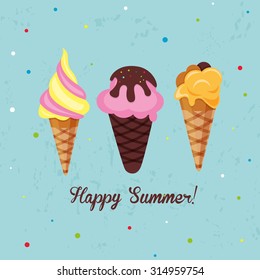 Happy Summer Greeting Card Ice Cream Collection EPS10