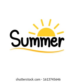 Happy Summer hand  drawn on white background. vector illustration 