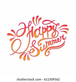 Happy summer hand lettering (vector) 