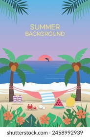 Happy Summer Holiday Background Vector Illustration (Ethereal, Serene, Luminous Ocean Veiw)