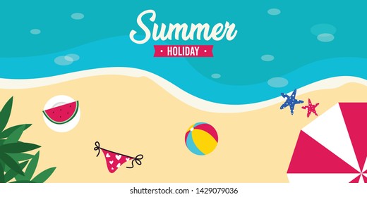 Happy Summer Holiday Beach Illustration Tropical Stock Vector (Royalty ...