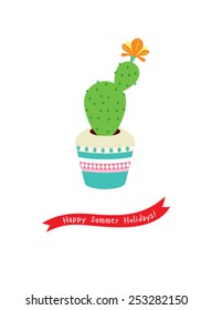 happy summer holidays cactus card