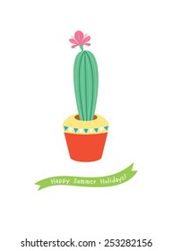 happy summer holidays cactus card
