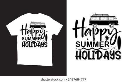 Happy summer holidays vector t-shirt design. 