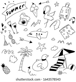 happy summer icon hand drawn