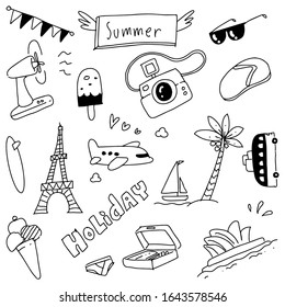 happy summer icon hand drawn