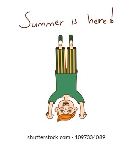 Happy summer kid having fun. Isolated character and hand-written text