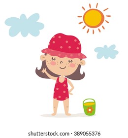 Happy summer kids vector print