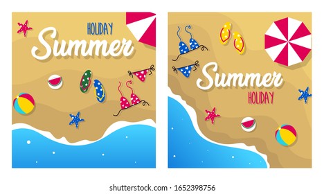 Happy summer on beach background illustration