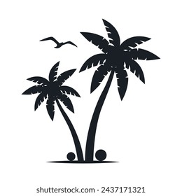 Feliz verano en la playa. Ilustración vectorial editable, redimensionable.