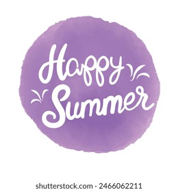 Happy Summer on watercolor. Summer Time logo Templates. Isolated Typographic Design Label. Summer Holidays lettering for invitation, greeting card, prints and posters. Vector illustration