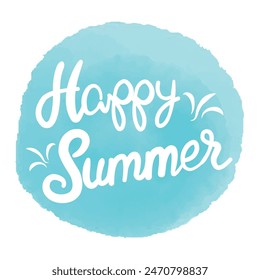 Happy Summer on watercolor. Summer Time logo Templates. Isolated Typographic Design Label. Summer Holidays lettering for invitation, greeting card, prints and posters. Vector illustration