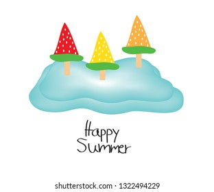 Happy summer on white background. vector illustration.