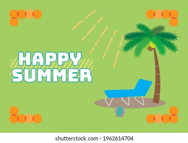 Froher Sommer! Palm Tree and Beach Chair Beach Side Grußkarte
